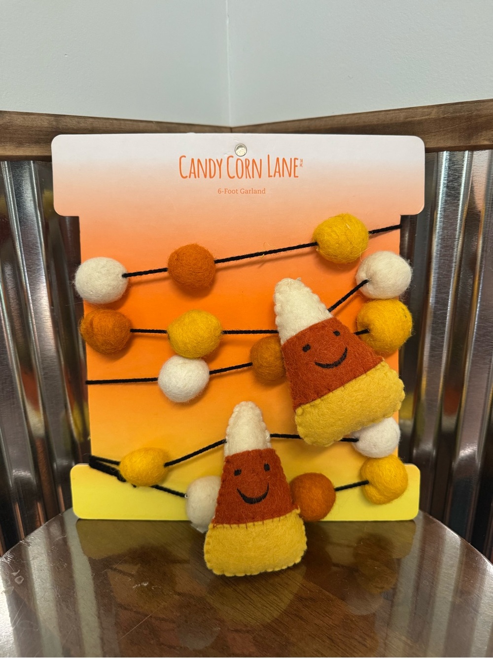 Candy Corn Lane Felt Plush Garland 6 Foot Halloween